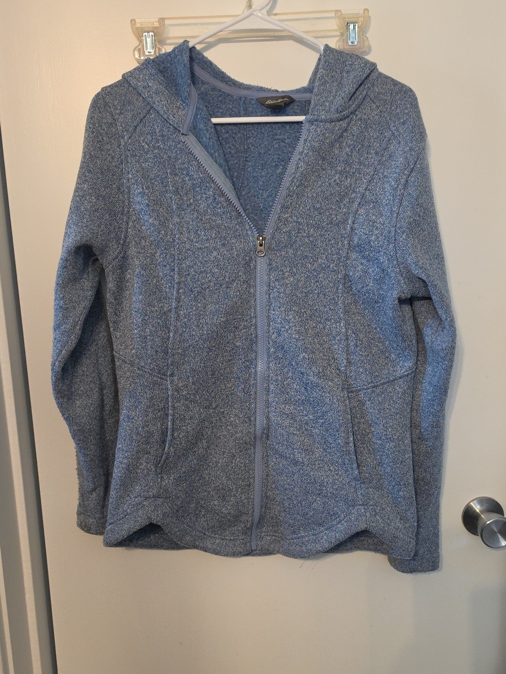 Eddie Bauer Heathered Blue Zip-Up Hooded Jacket